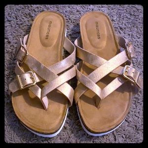 Rose gold slide on sandals